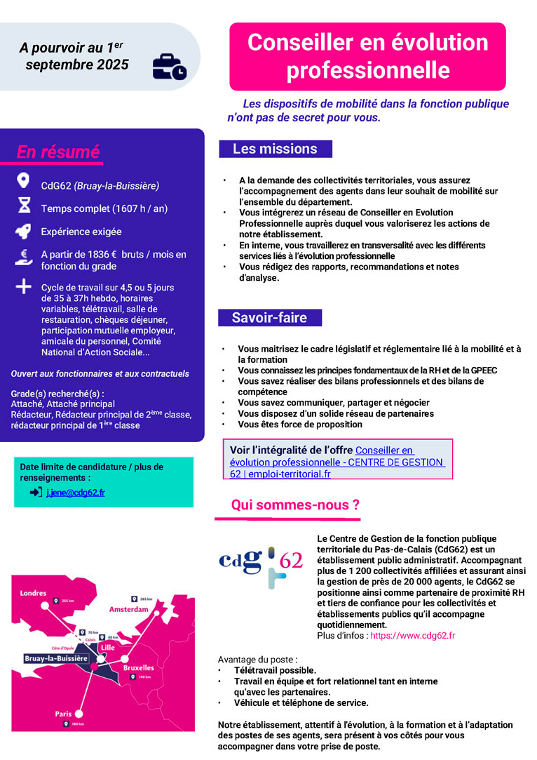 Offre d'emploi - Conseiller en évolution professionnelle