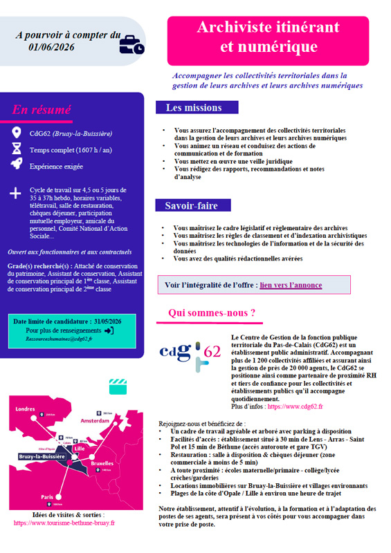 Offre d'emploi - Archiviste