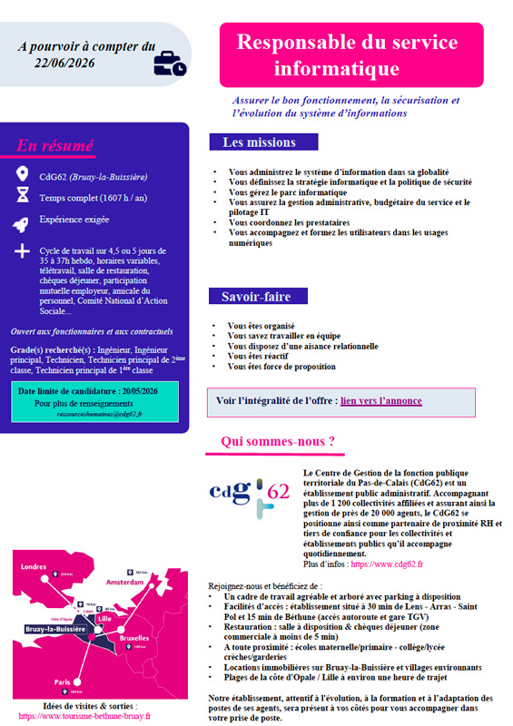 Offre d'emploi - Responsable informatique