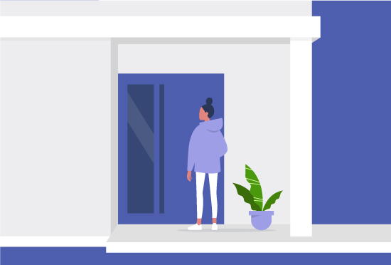 Illustration - Femme devant un porte fermée